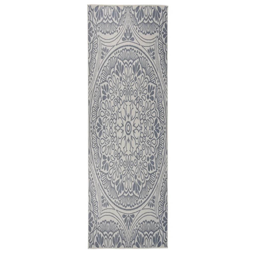Outdoor-Teppich Flachgewebe 80×250 cm Blaues Muster