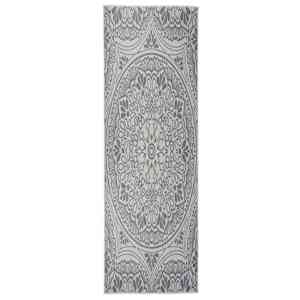 Zunanja preproga ploščato tkanje 80x250 cm modri vzorec