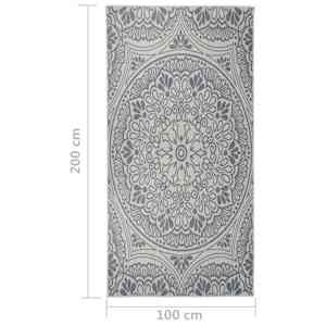 Venkovní hladce tkaný koberec 100x200 cm modrý vzor - obrázek 6