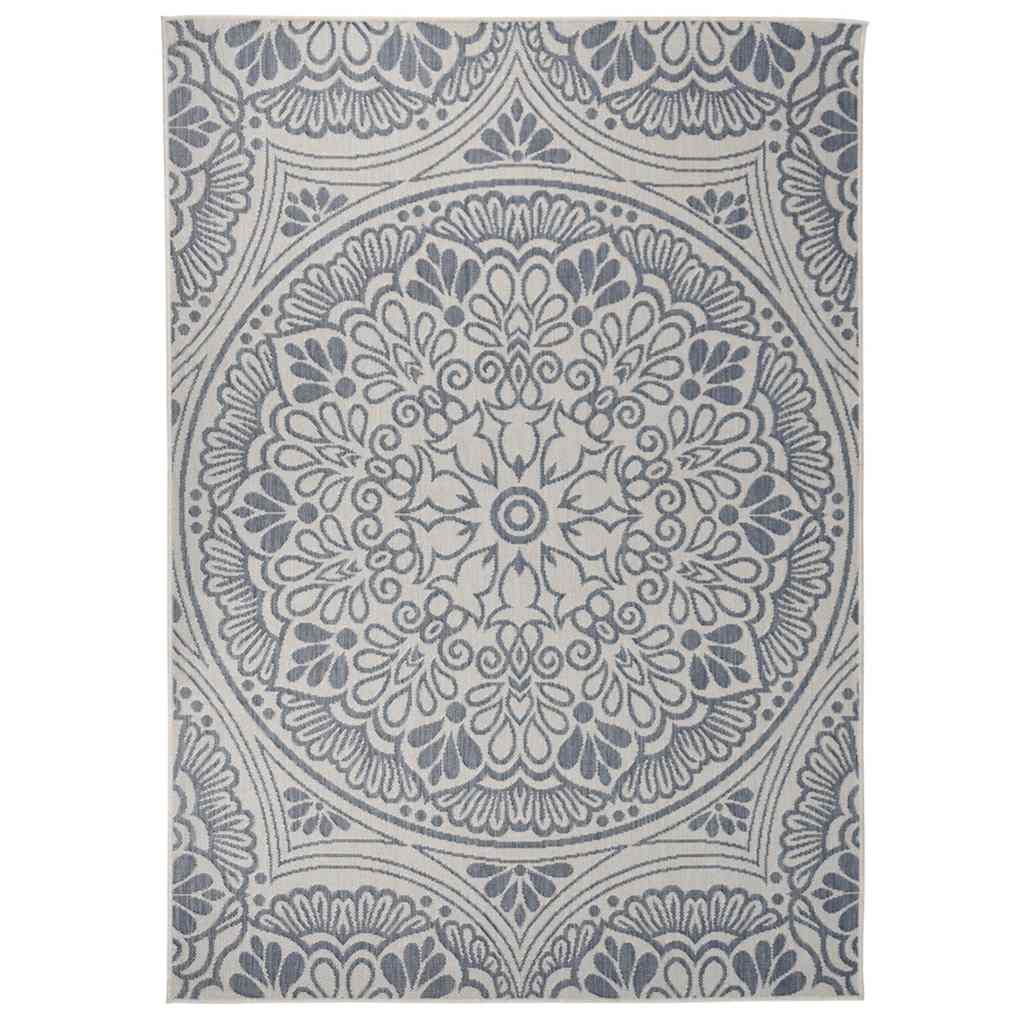 vidaXL Ulkomatto Flatweave 120x170 cm sininen kuvio