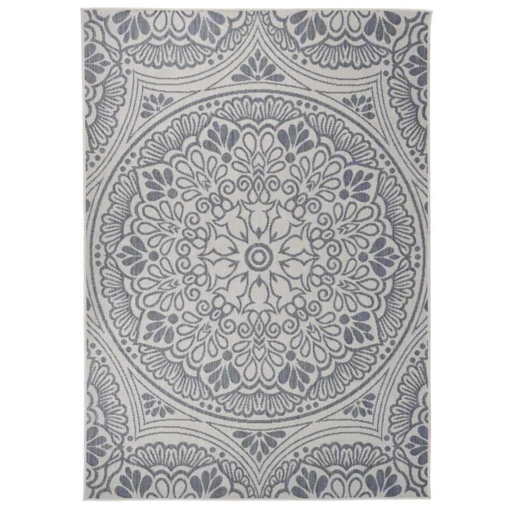 vidaXL Ulkomatto Flatweave 140x200 cm sininen kuvio