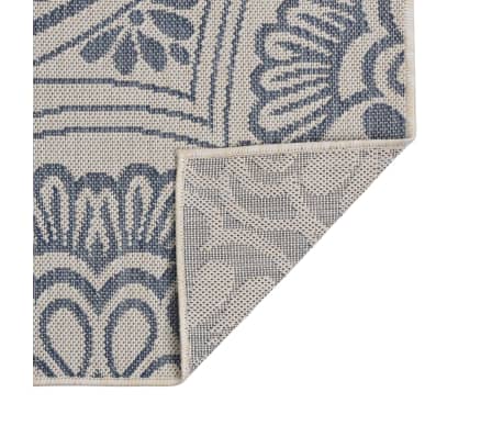 vidaXL Outdoor-Teppich Flachgewebe 140x200 cm Blaues Muster
