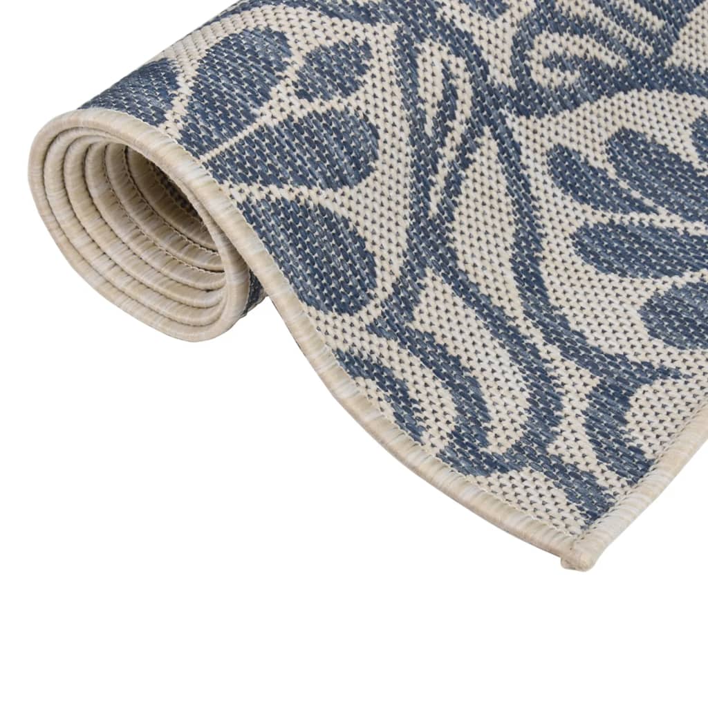 Thumbnail - vidaXL Outdoor-Teppich Flachgewebe 160x230 cm Blaues Muster