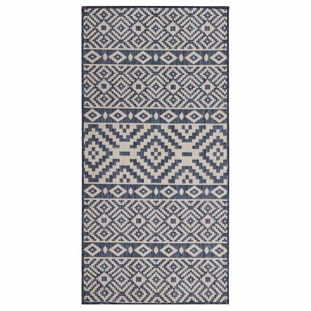 vidaXL Ulkomatto Flatweave 80x150 cm siniset raidat