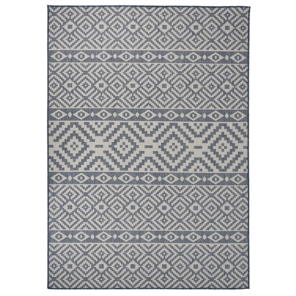 vidaXL Covor de exterior, dungi albastre, 120×170 cm, țesătură plată 120x170 imagine noua