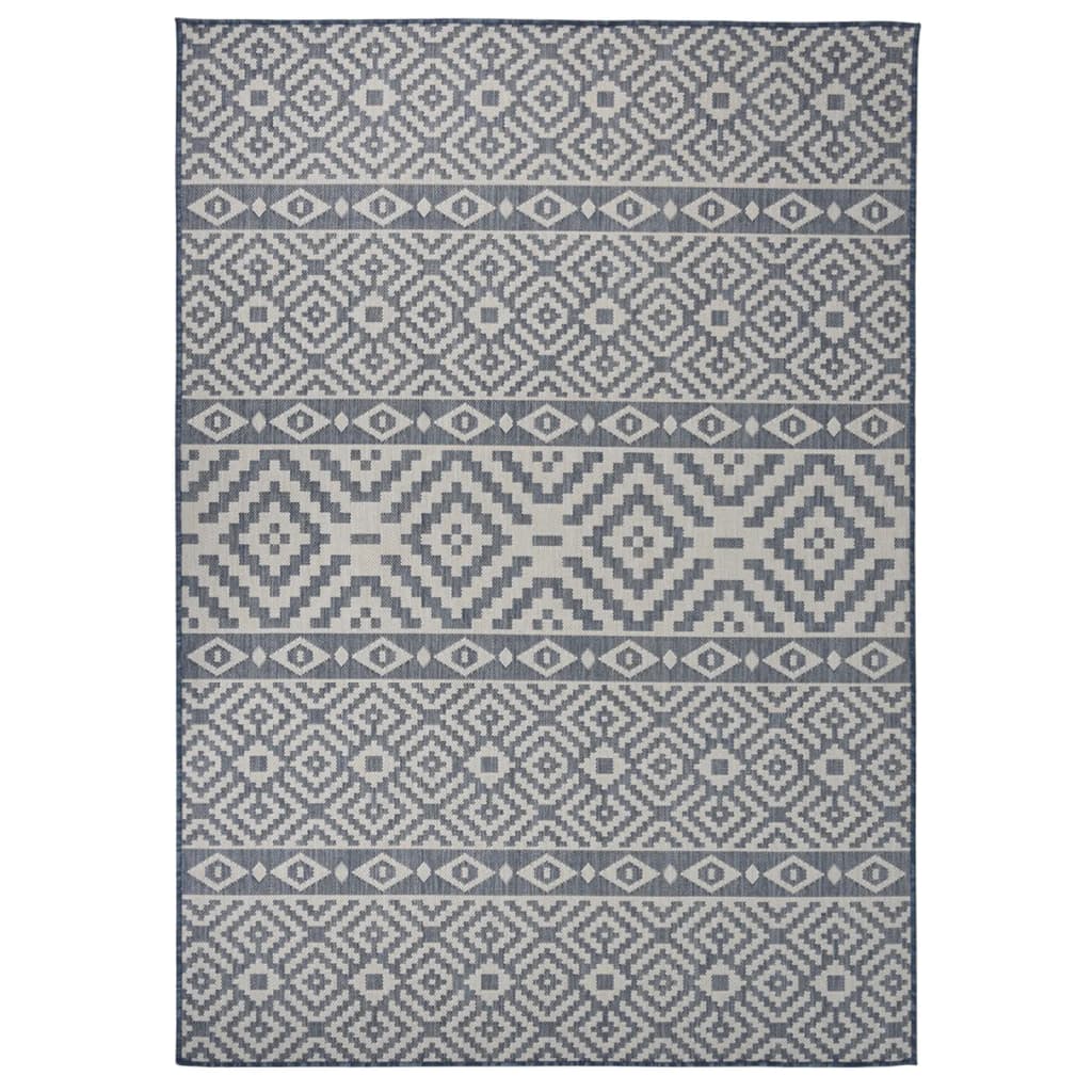 vidaXL Ulkomatto Flatweave 140x200 cm siniset raidat