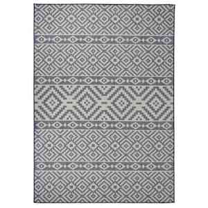 Venkovní hladce tkaný koberec 140x200 cm modré pruhy - obrázek 1