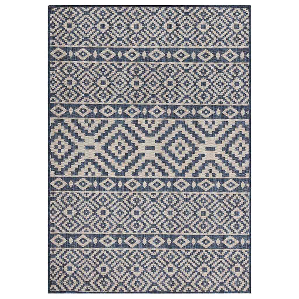 vidaXL Ulkomatto Flatweave 160x230 cm siniset raidat