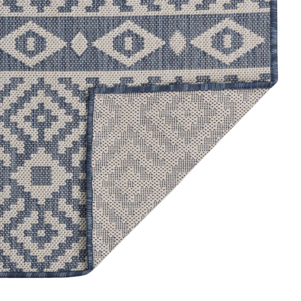 vidaXL Lauko kilimėlis, mėlynos spalvos, 160x230cm, plokščio pynimo