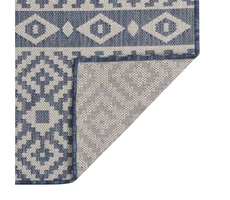 vidaXL Градински плоскотъкан килим, 160x230 см, сини шевици