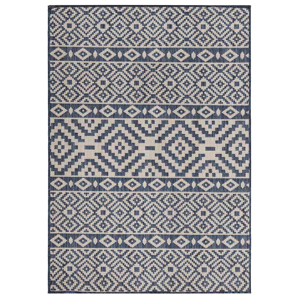 vidaXL Ulkomatto Flatweave 200x280 cm siniset raidat