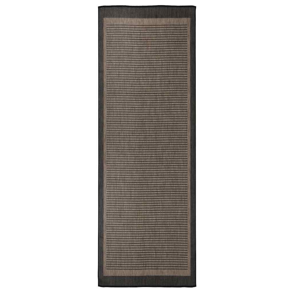 vidaXL Ulkomatto Flatweave 80x250 cm tummanruskea