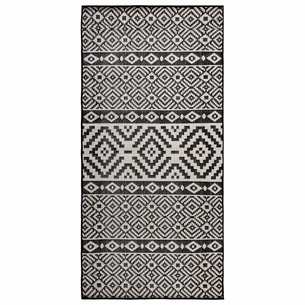 vidaXL Ulkomatto Flatweave 80x150 cm mustat raidat