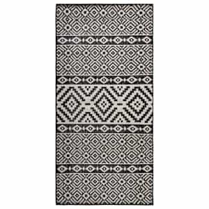 Zunanja preproga ploščato tkanje 80x150 cm črne črte