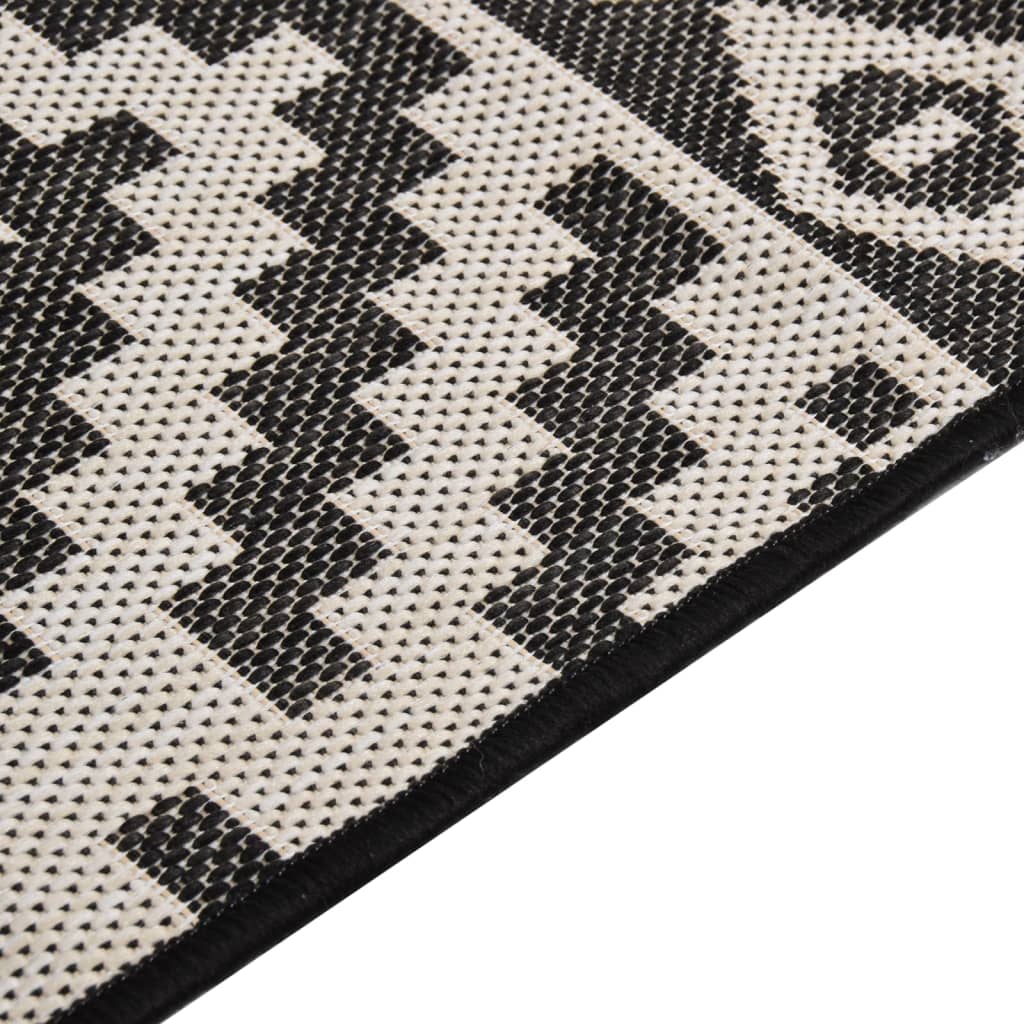 boot Klaar Statistisch vidaXL Buitenkleed met patroon platgeweven 80×150 cm zwart | Wear2Now