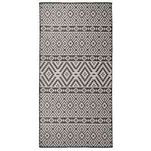 Zunanja preproga ploščato tkanje 100x200 cm črne črte