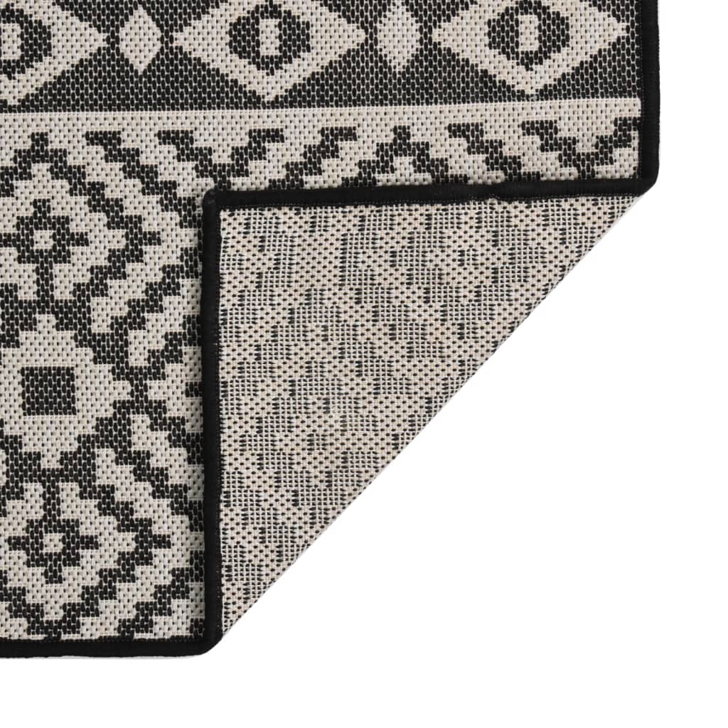 vidaXL Градински плоскотъкан килим, 100x200 см, черни шевици