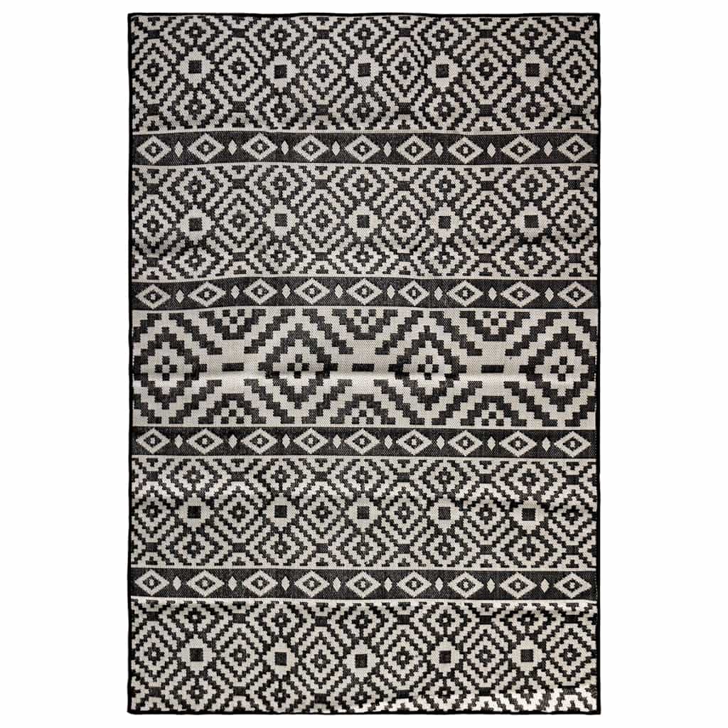 vidaXL Ulkomatto Flatweave 120x170 cm mustat raidat