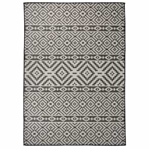 Zunanja preproga ploščato tkanje 120x170 cm črne črte