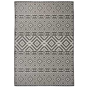 Zunanja preproga ploščato tkanje 140x200 cm črne črte