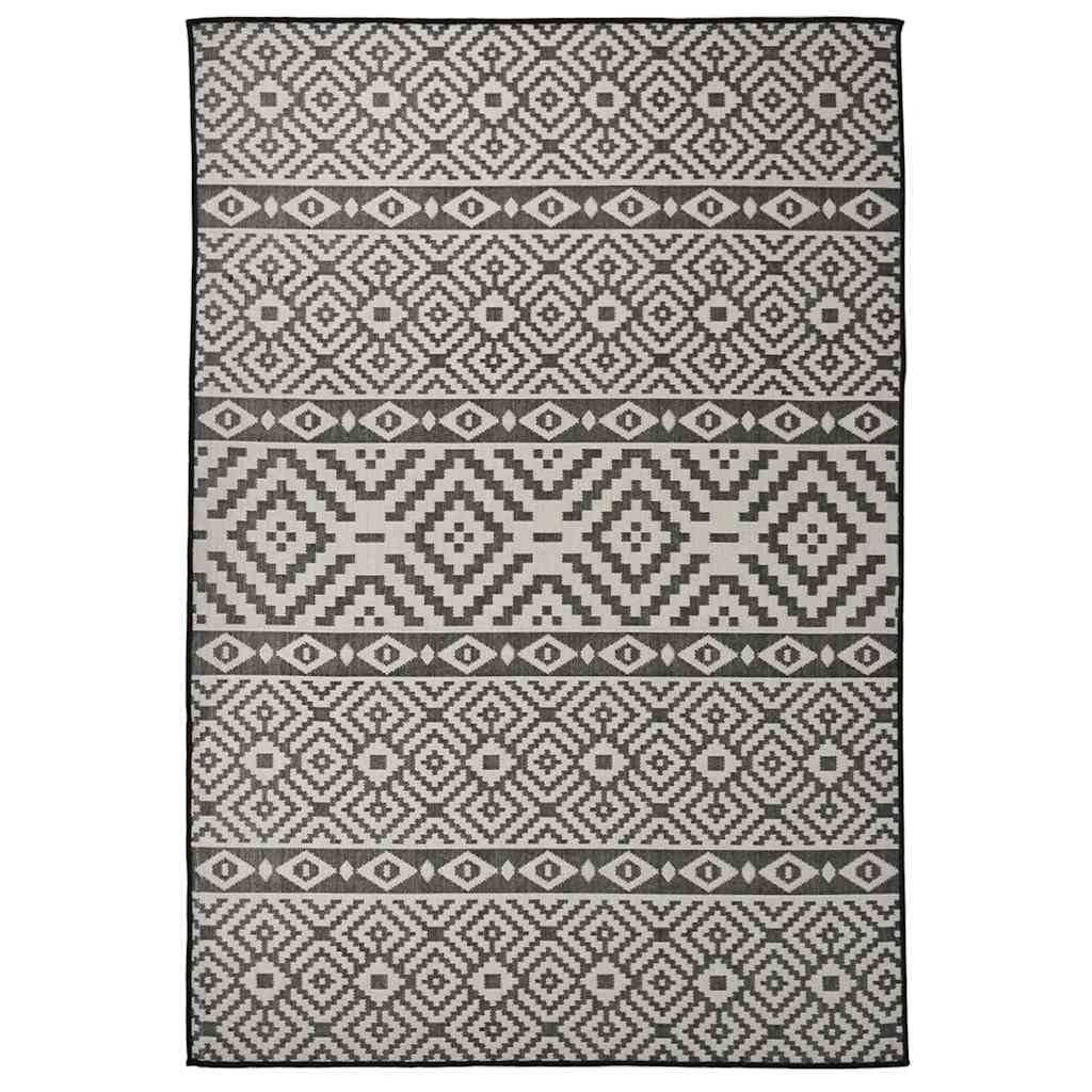vidaXL Ulkomatto Flatweave 160x230 cm mustat raidat