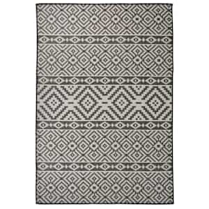 Zunanja preproga ploščato tkanje 160x230 cm črne črte