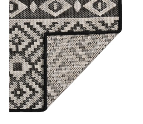 vidaXL Vanjski tepih ravnog tkanja 160 x 230 cm crne pruge