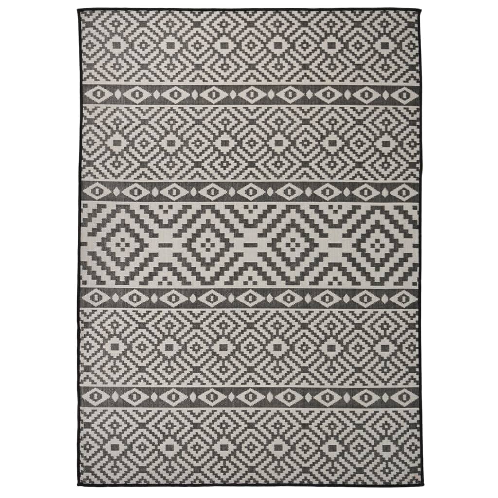 vidaXL Ulkomatto Flatweave 200x280 cm mustat raidat