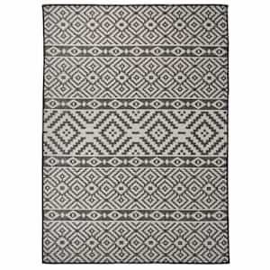 Zunanja preproga ploščato tkanje 200x280 cm črne črte