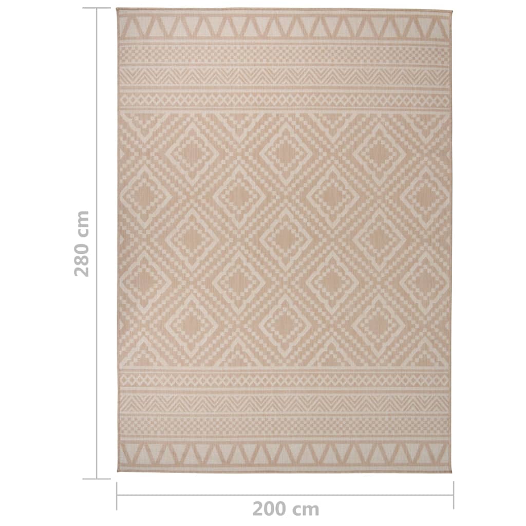 Venkovní hladce tkaný koberec 200x280 cm hnědá pruhy