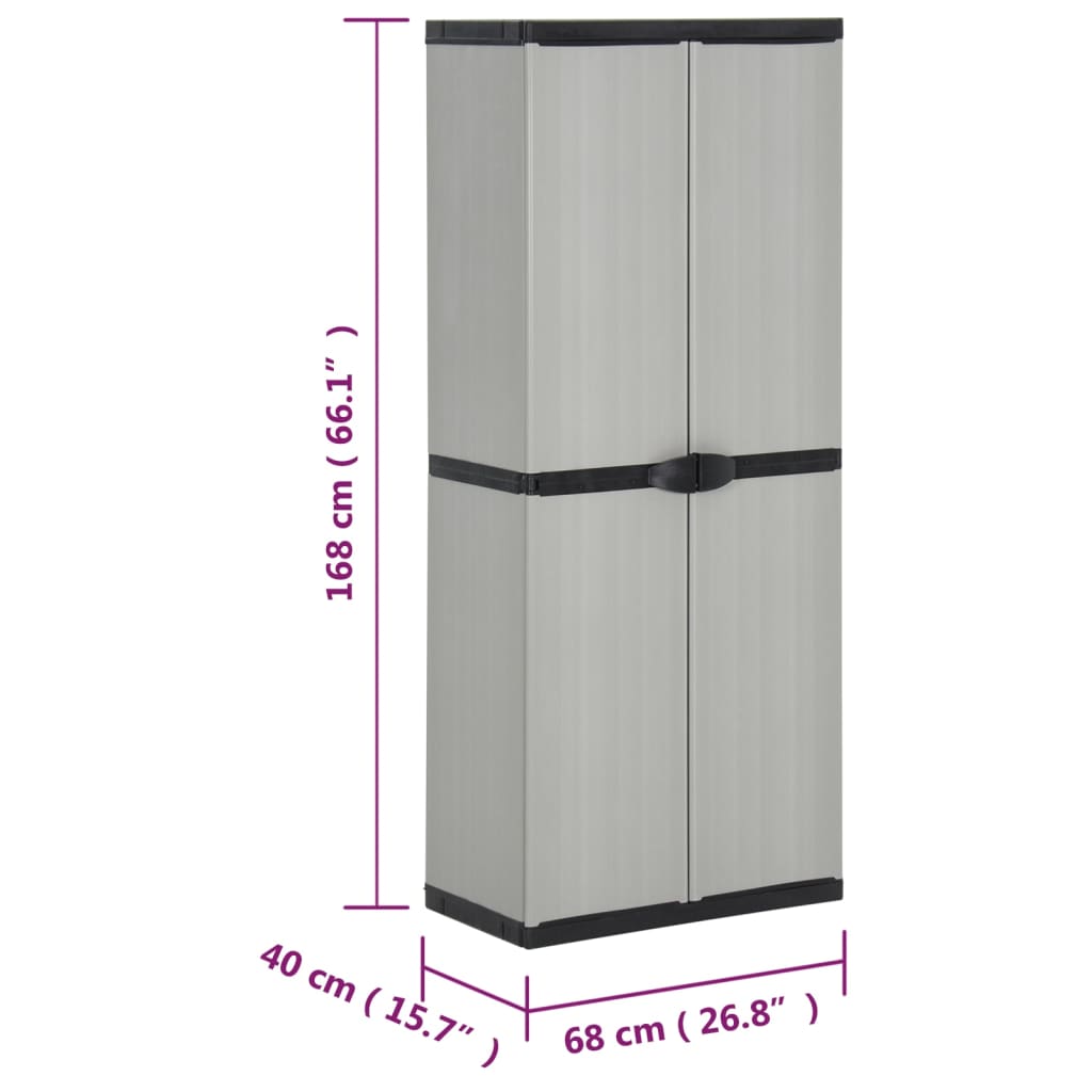 imagem de vidaXL Armário arrumação jardim 3 prateleiras 68x40x168cm cinza/preto10