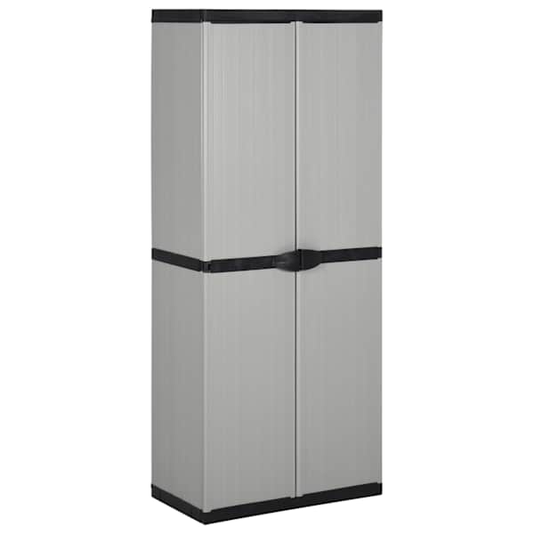 vidaXL aia hoiukapp 3 riiuliga, hall ja must, 68 x 40 x 168 cm