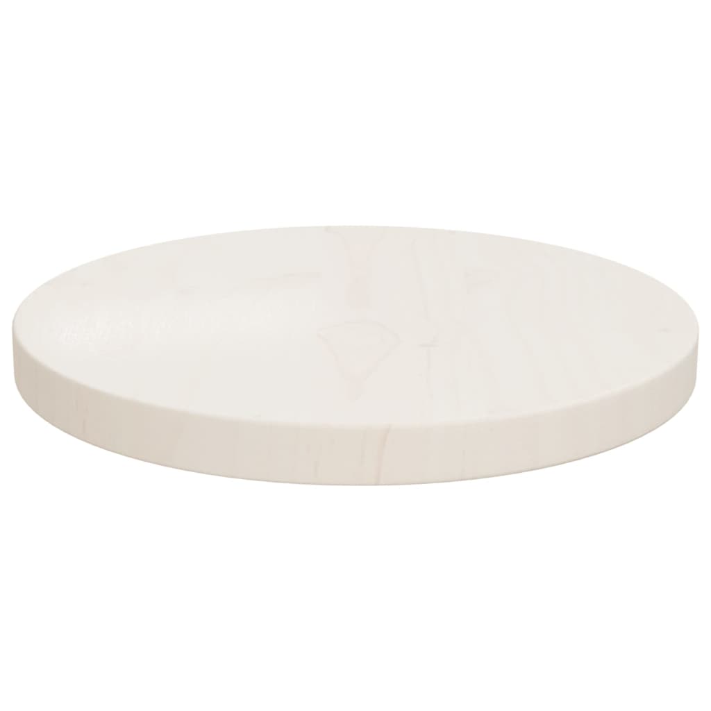 Blat de masă, alb, Ø30×2,5 cm, lemn masiv de pin