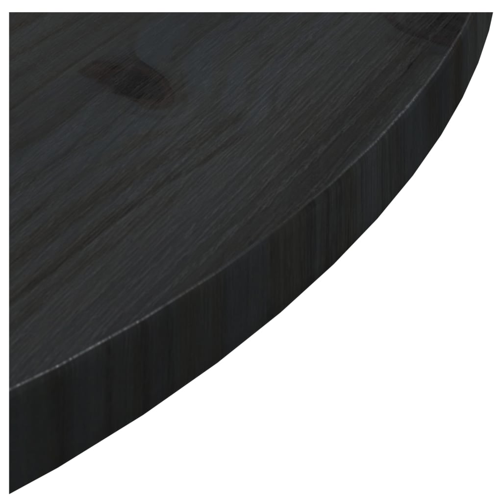 Stolní deska černá Ø 70 x 2,5 cm masivní borové dřevo