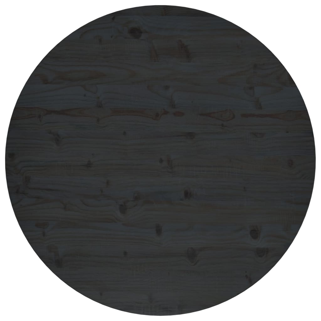 Stolní deska černá Ø 90 x 2,5 cm masivní borové dřevo