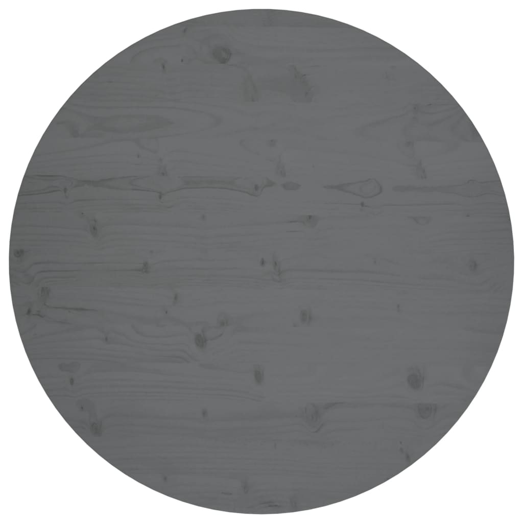 Stolní deska šedá Ø 90 x 2,5 cm masivní borové dřevo