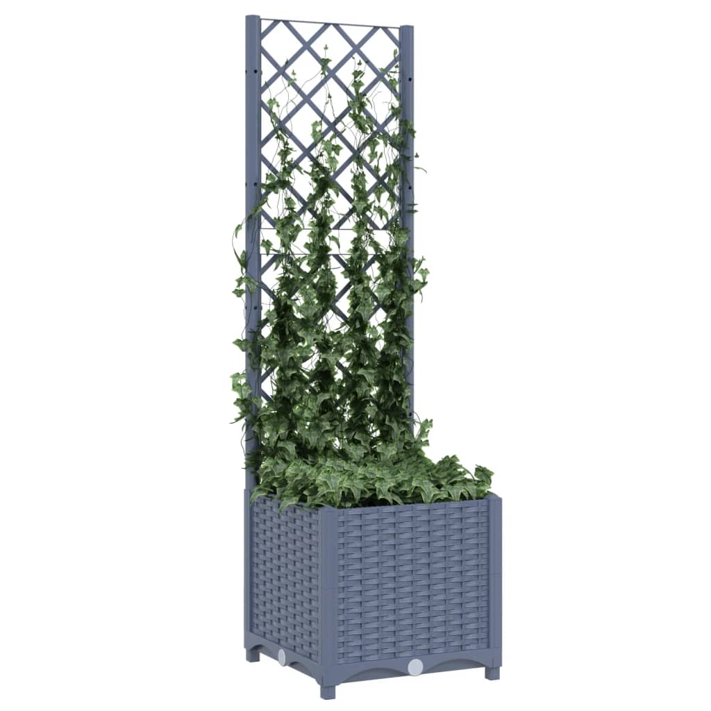 vidaXL kékszürke PP rácsos kerti ültetőláda 40x40x136 cm