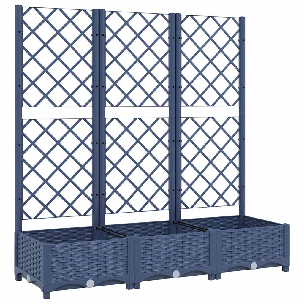 vidaXL Zahradní truhlík s treláží modrá šedá 120 x 40 x 121,5 cm PP