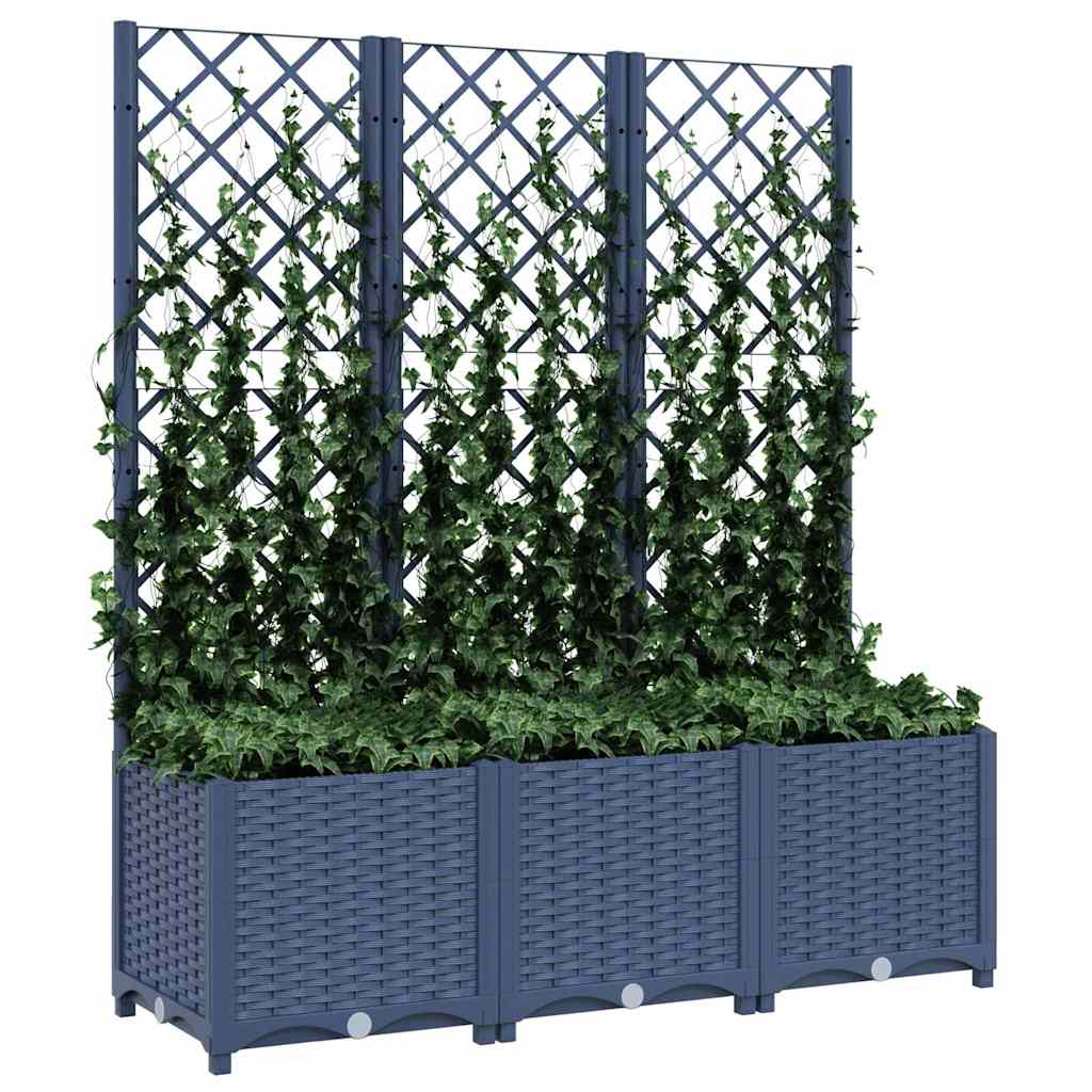 vidaXL Plantenbak met latwerk 120x40x136 cm polypropeen blauwgrijs afbeelding