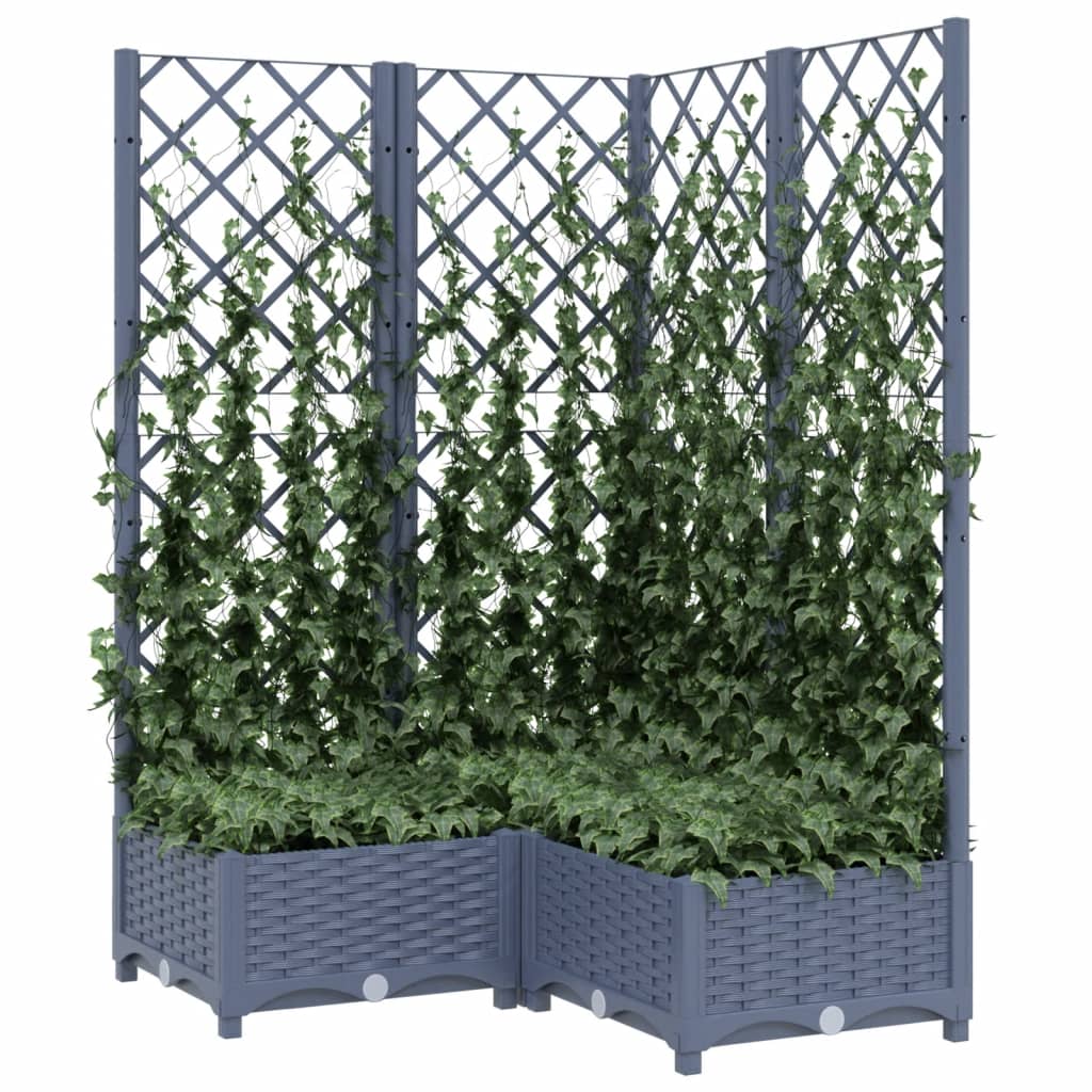 

vidaXL Plantenbak met latwerk 80x80x121,5 cm polypropeen donkergrijs