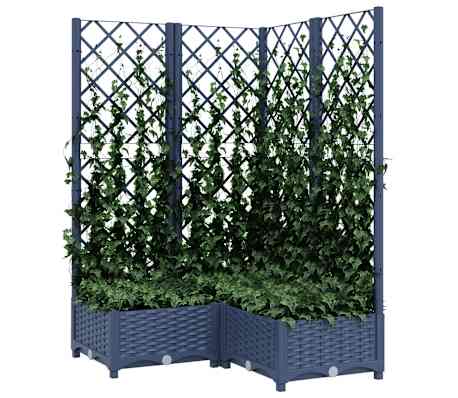 vidaXL Sodo lovelis su treliažu, mėlyna pilkas, 80x80x121,5cm, PP