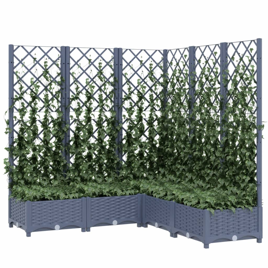vidaXL Jardinieră de grădină cu spalier,albastru gri,120x120x121,5cm, PP