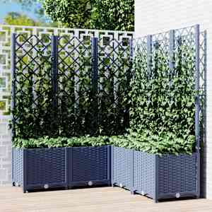 Cvetlično korito z oporno mrežo modro sivo 120x120x136 cm PP