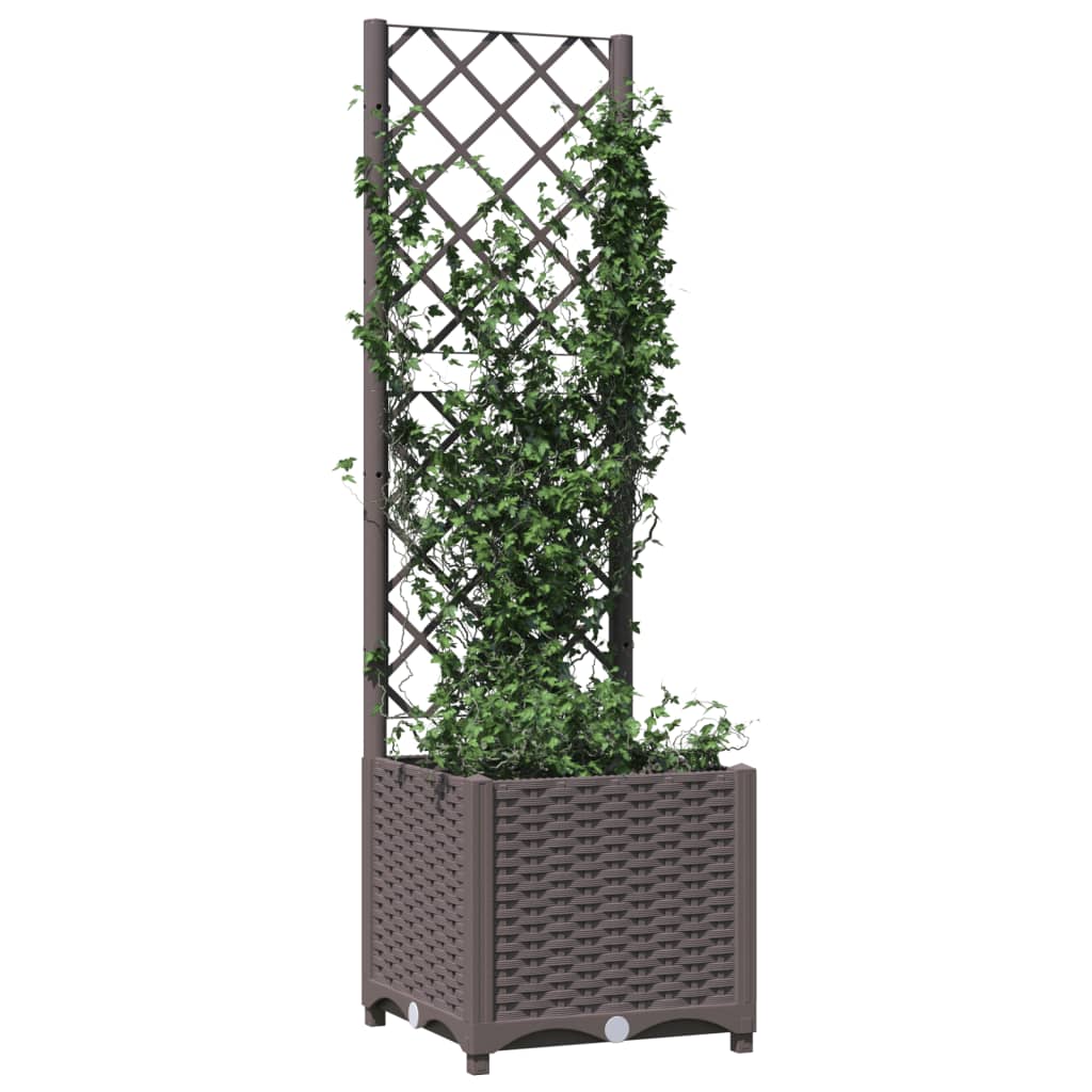 vidaXL Plantenbak met latwerk 40x40x136 cm polypropeen bruin afbeelding