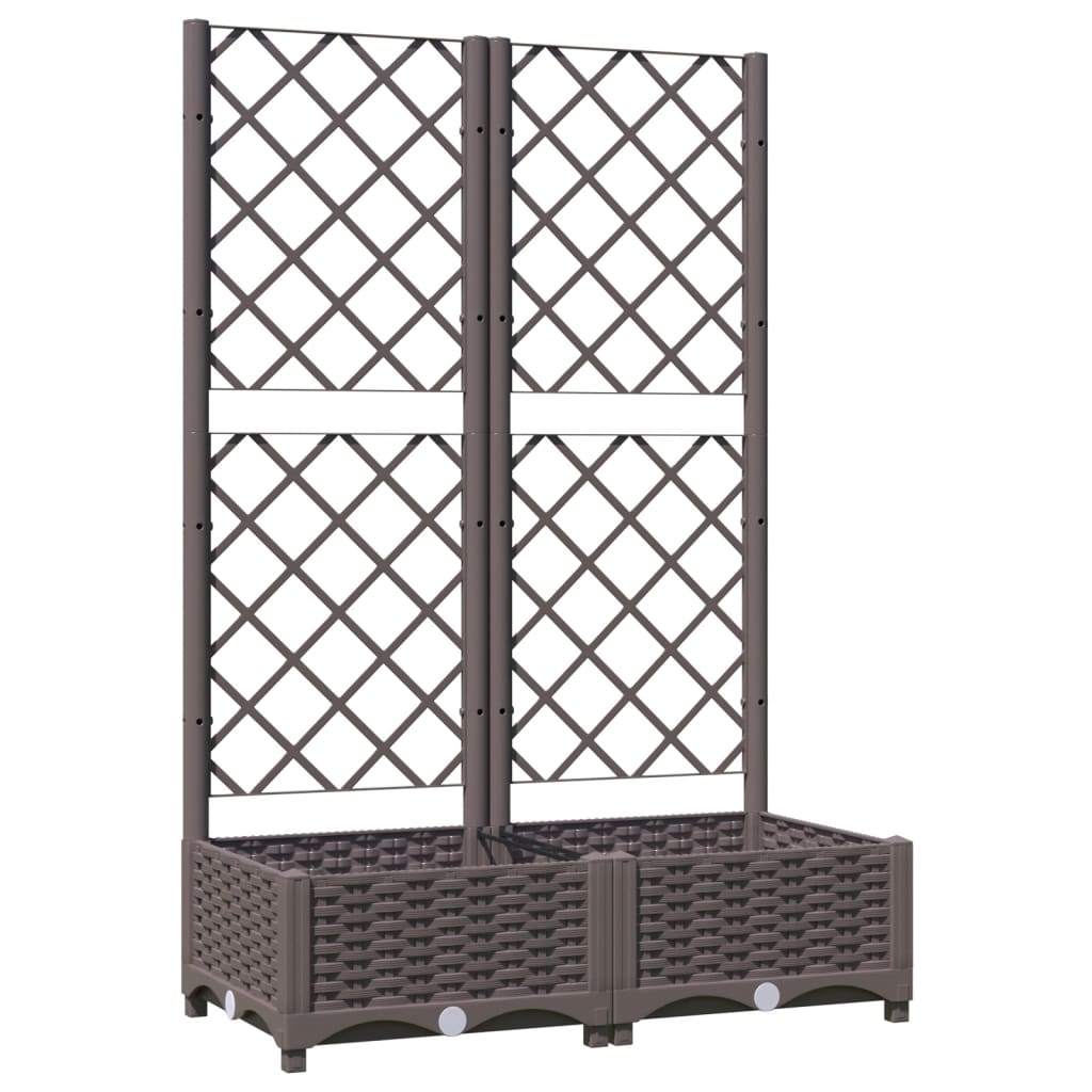 vidaXL Zahradní truhlík s treláží hnědý 80 x 40 x 121,5 cm PP