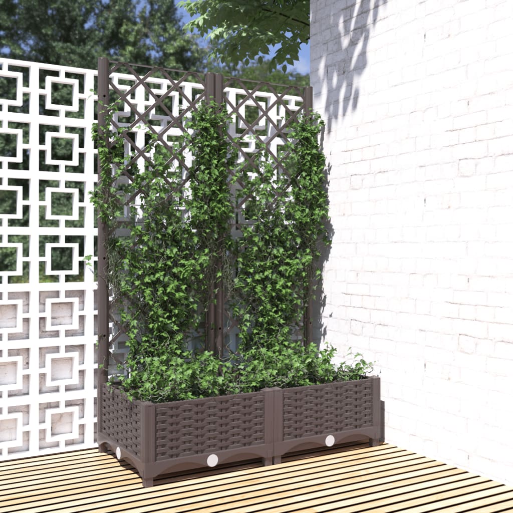 vidaXL plantekasse med espalier 80x40x121,5 cm PP brun