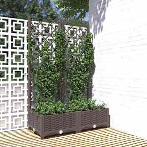 Cvetlično korito z oporno mrežo rjavo 80x40x121,5 cm PP