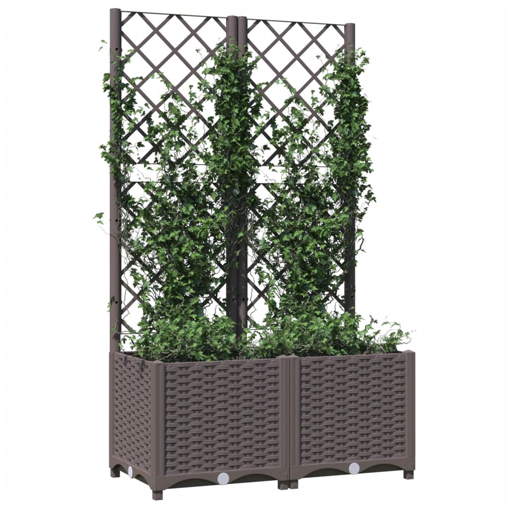 vidaXL Plantenbak met latwerk 80x40x136 cm polypropeen bruin afbeelding