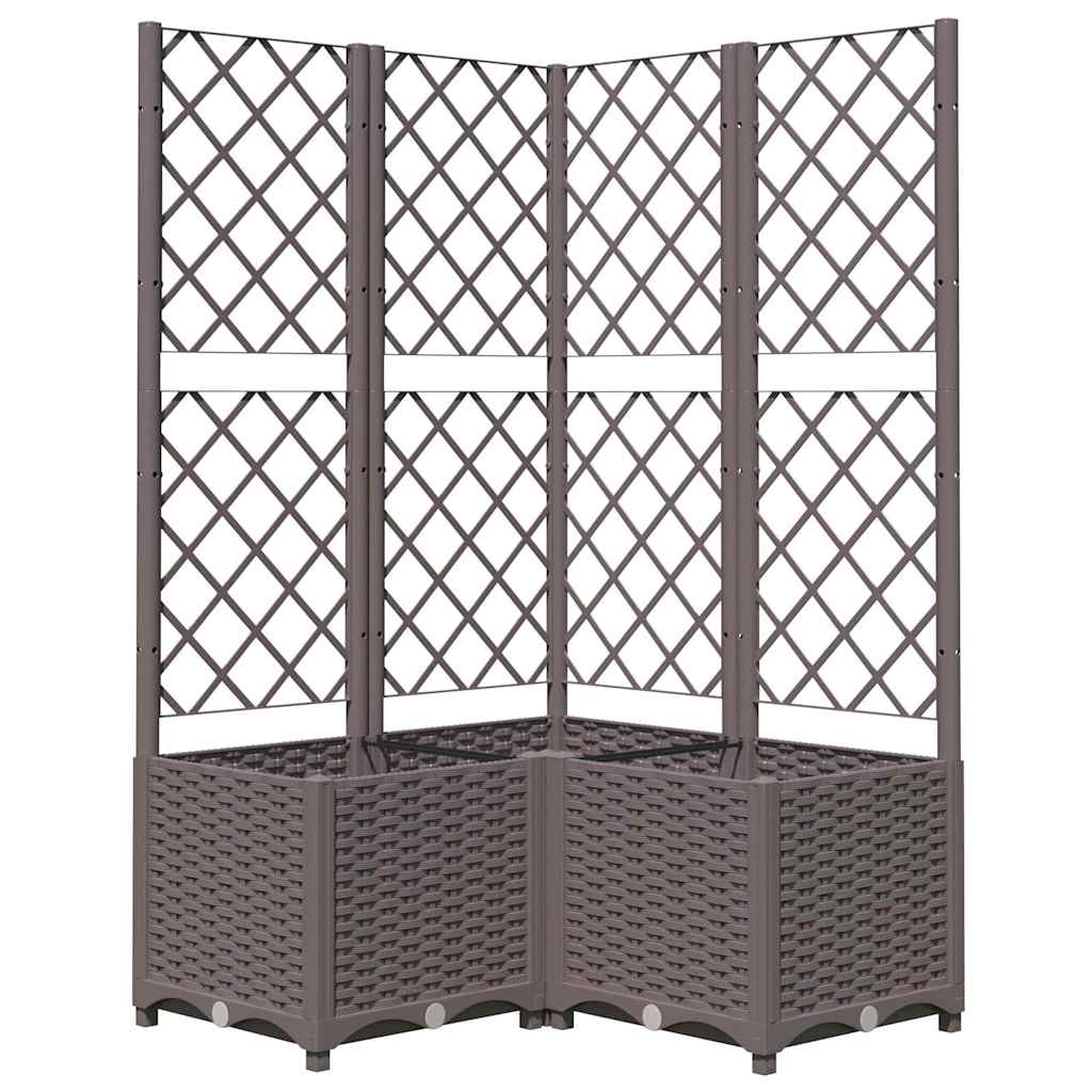 Cvetlično korito z oporno mrežo rjavo 80x80x136 cm PP