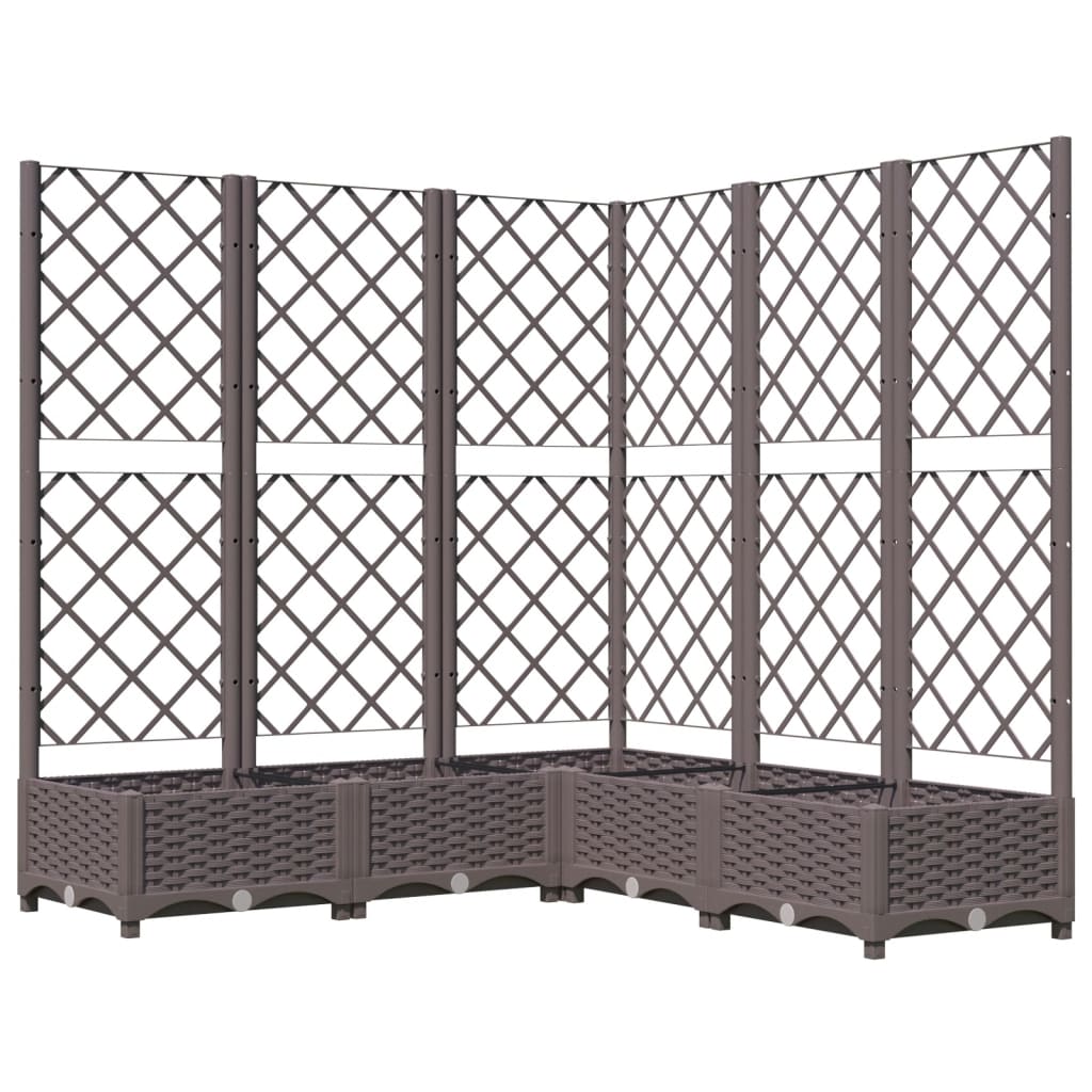 vidaXL Zahradní truhlík s treláží hnědý 120 x 120 x 121,5 cm PP